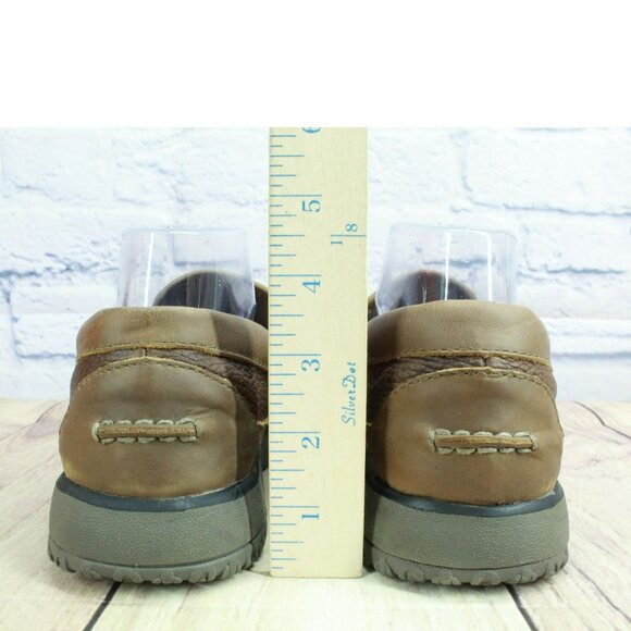 LL Bean All Week Brown Leather Shearling Lined Moccasin Slippers Size 9 M - Picture 6 of 9